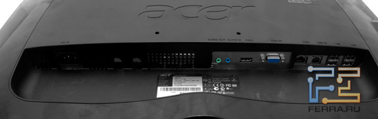 Acer DX241H, порты и разъёмы