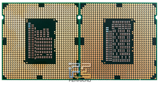 Процессор Intel Celeron G440(слева) и Intel i3-2125(справа), вид спереди