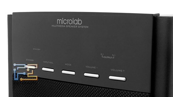 Основные функции управления Microlab X14 продублированы кнопками на сабвуфере