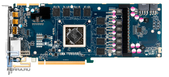 Видеокарта Sapphire Radeon HD 6970 с демонтированной системой охлаждения