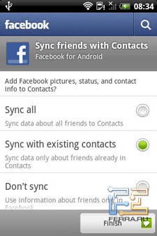 ��������� ���������� � Facebook �� HTC Salsa