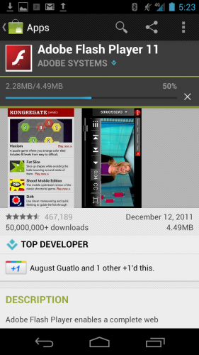 Flash Player 11 для Android ICS