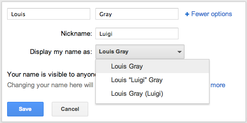 Редактирование имени