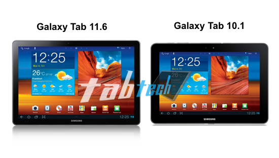 Макет, сравнение Samsung Galaxy Tab 11.6 и 10.1