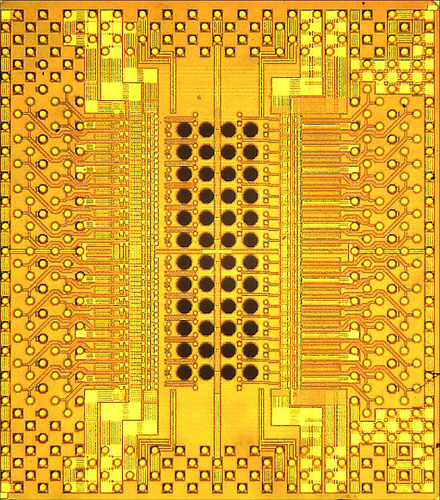 Микрофотография чипа IBM Holey Optochip