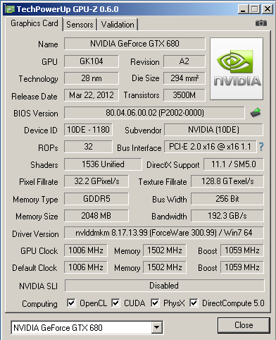   NVIDIA GTX 680