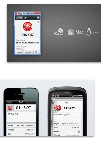 Поддерживаемые сайтом Toggl платформы