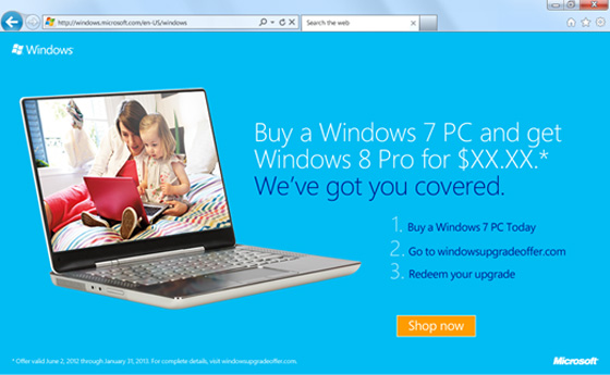 Обновление с Windows 7 до Windows 8 для покупателей ПК обойдется в $15