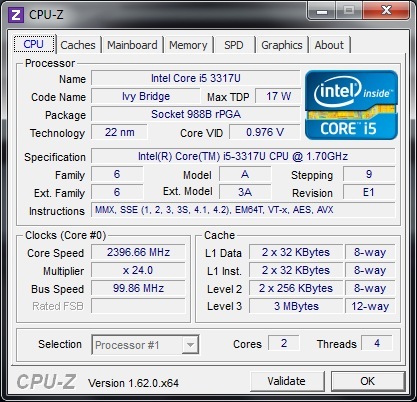 �������������� ���������� Intel Core i5-3317U