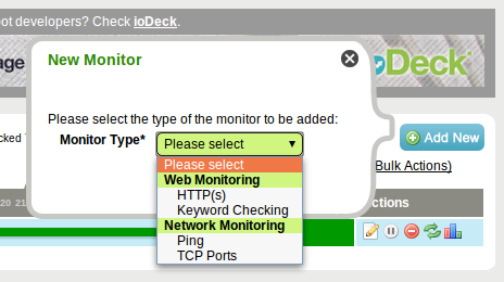 Создание нового монитора на сайте UptimeRobot