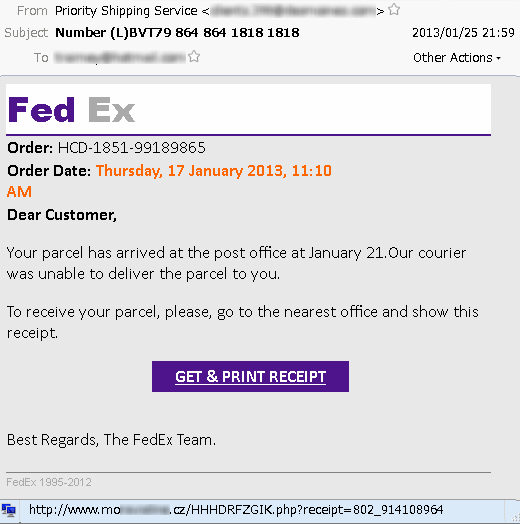 Поддельные письма от FedEx