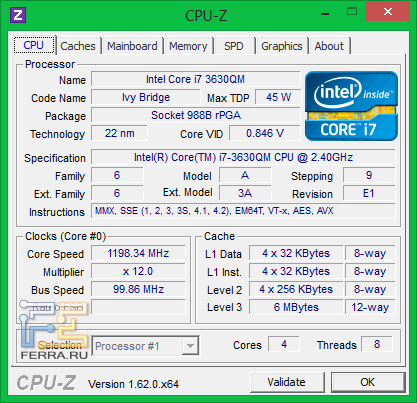 Информация о процессоре HP ENVY dv7-7266er
