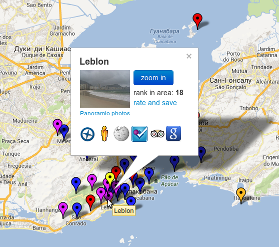 Интересные места на сайте Sightsmap