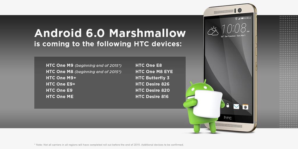 HTC One M9 получит Android 6.0 Marshmallow в ближайшие сутки