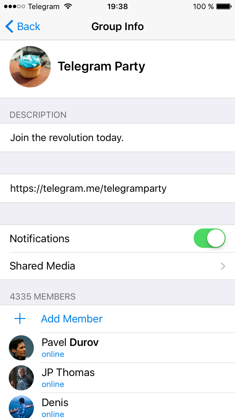 В Telegram появились публичные группы и супергруппы на 5 тысяч пользователей