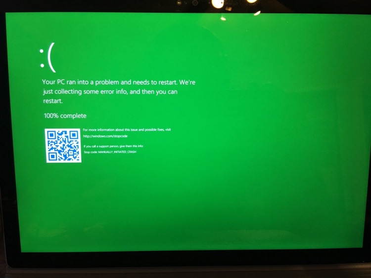 «Синий экран смерти» Windows 10 позеленел 