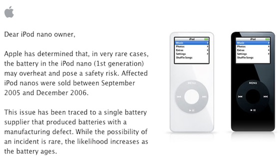 Apple официально завершила программу замены первого iPod nano