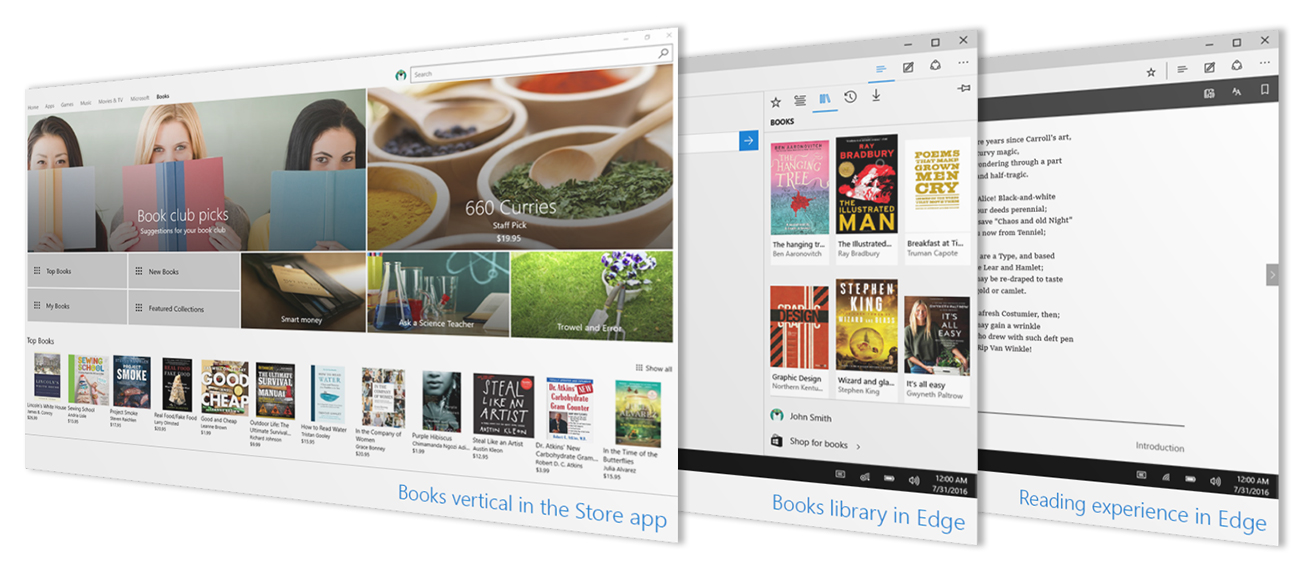 Microsoft тестирует книжный магазин в Windows 10