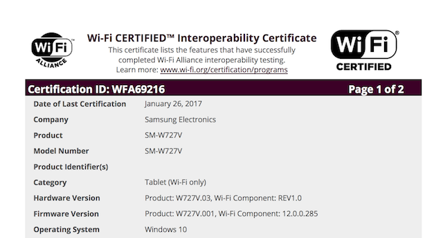 Наследник Windows-планшета Samsung Galaxy TabPro S близок к выпуску