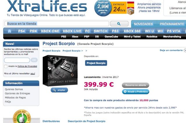 За Project Scorpio могут попросить 400 евро