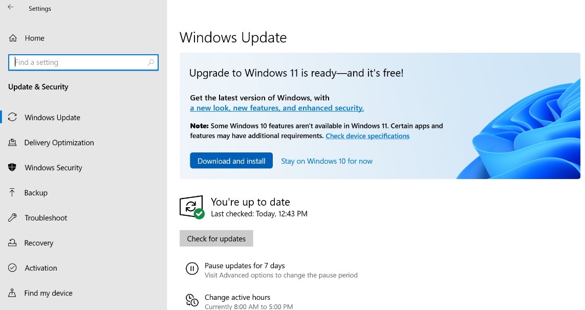Microsoft:  Windows 10  11      