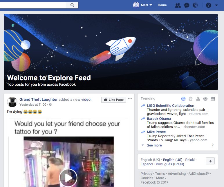 Facebook запустила Ленту «Интересное»