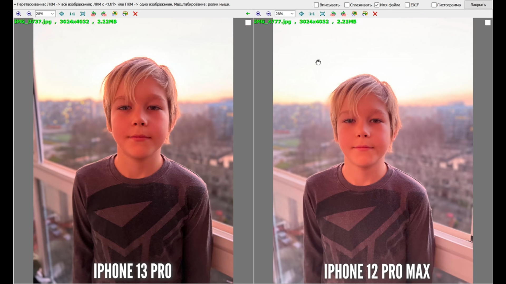 сравнение фото iphone 12 и 13 pro