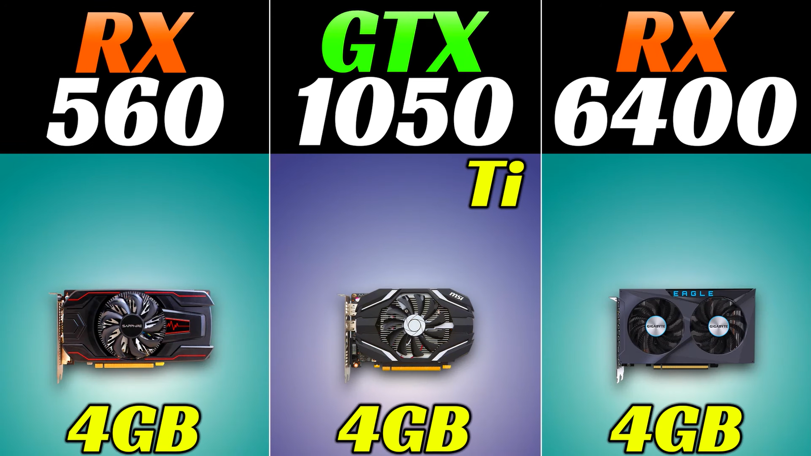 Четырёхгиговые затычки GTX 1050 Ti, RX 560 и RX 6400 сравнили в 20 играх
