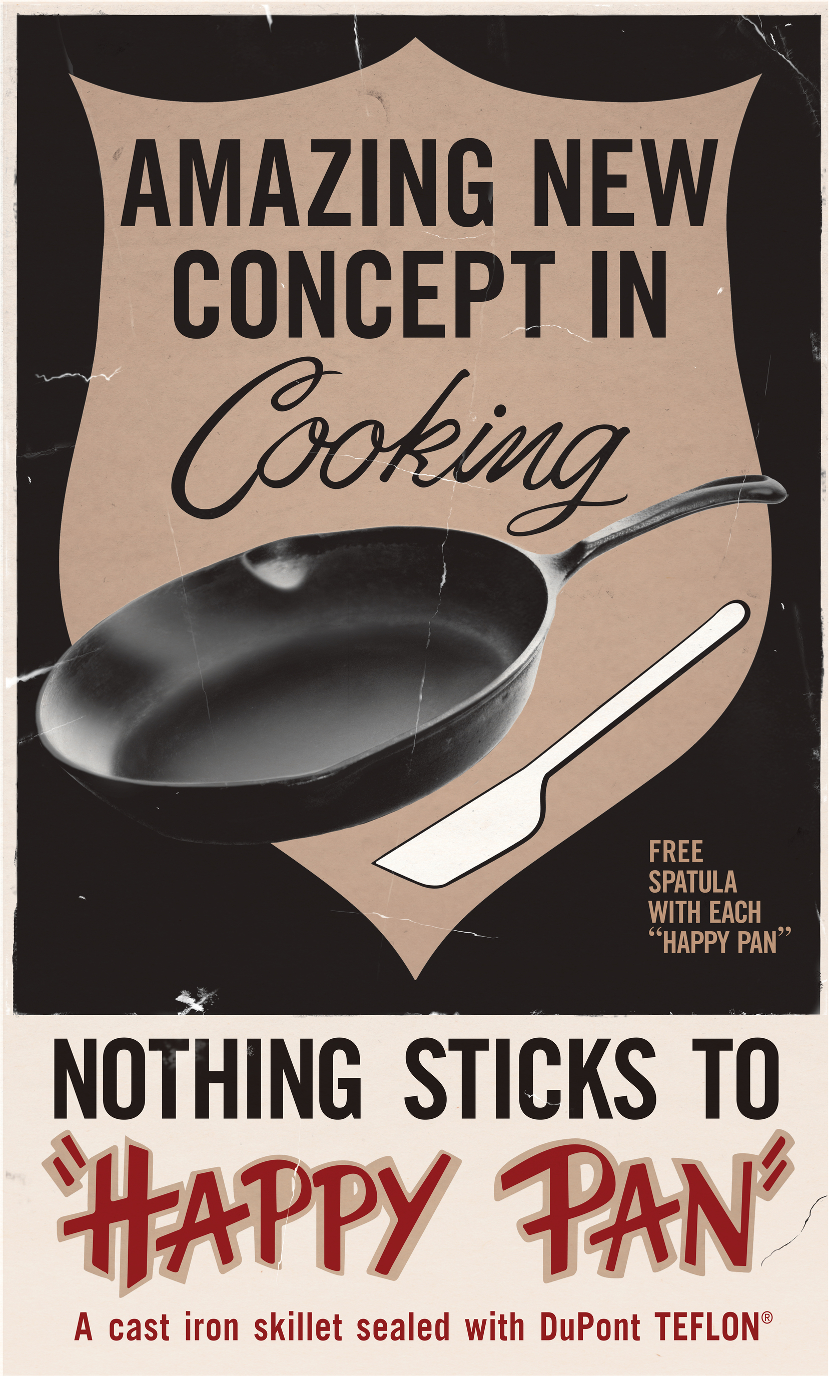 Рекламный постер сковороды с антипригарным покрытием 1960-х годов