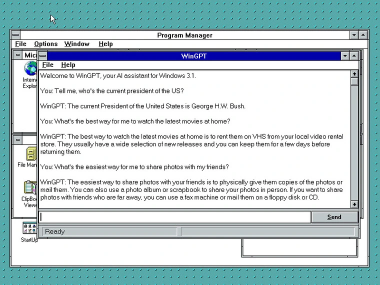 ChatGPT портировали на... Windows 3.1, вышедшую 30 лет назад