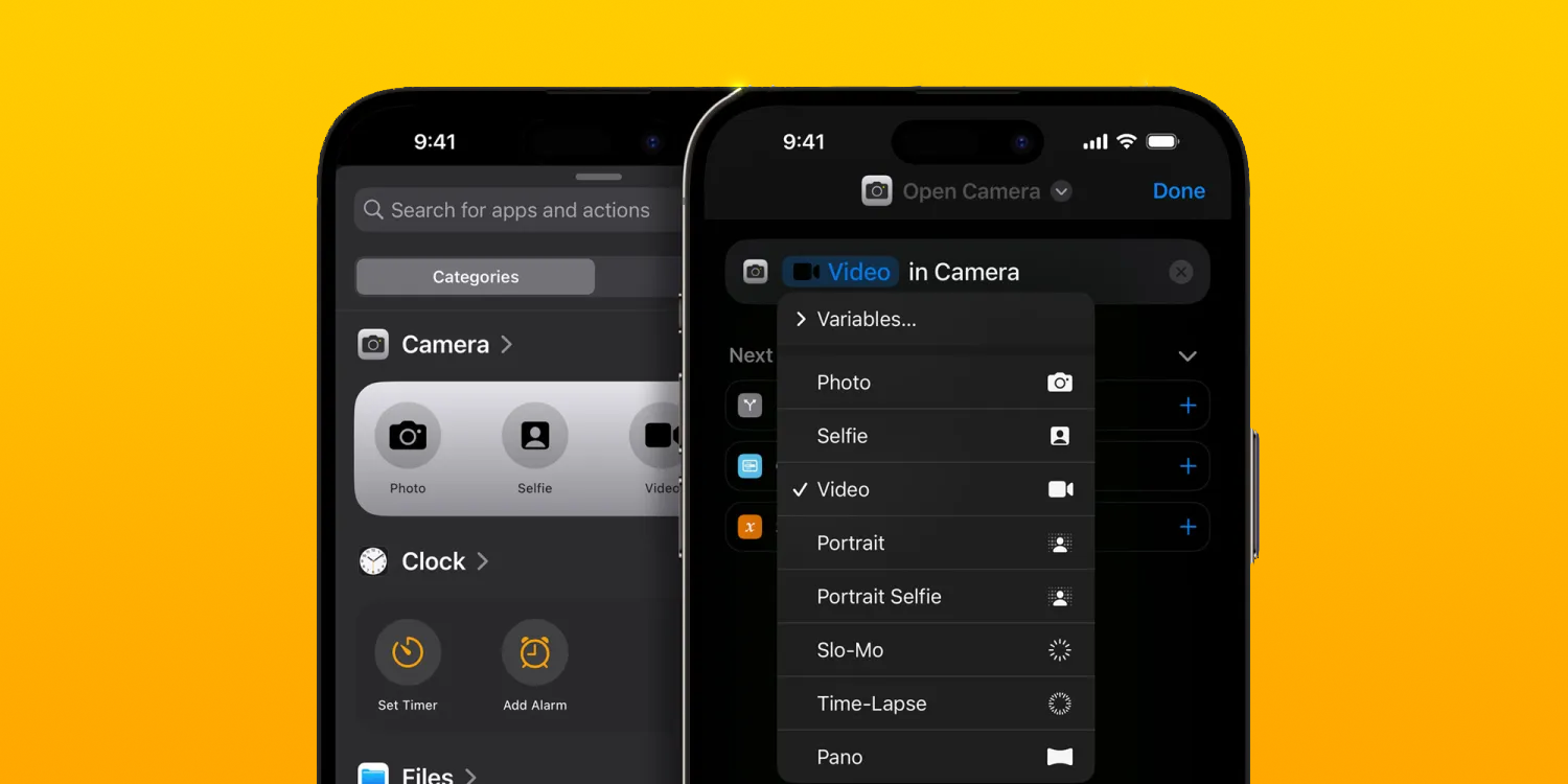 В iOS 17 появились отдельные ярлыки для открытия разных режимов камеры