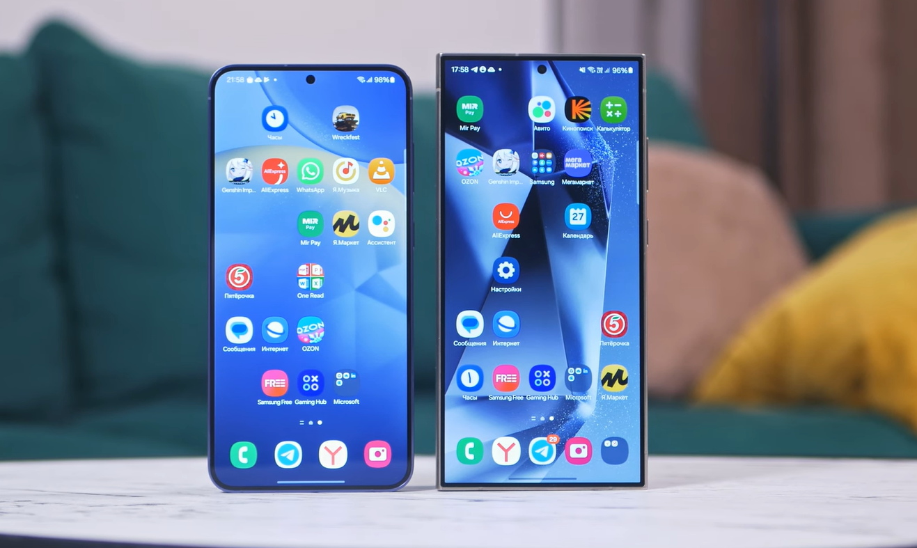 Флагманские смартфоны Samsung Galaxy S24+ и S24 Ultra подробно сравнили