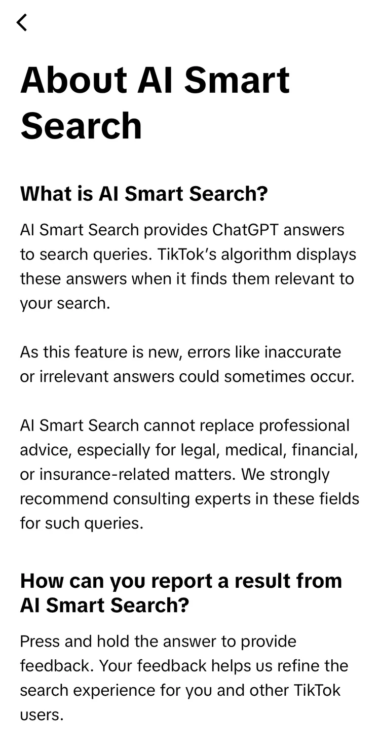TikTok начала тестировать поисковик внутри приложения на базе ИИ