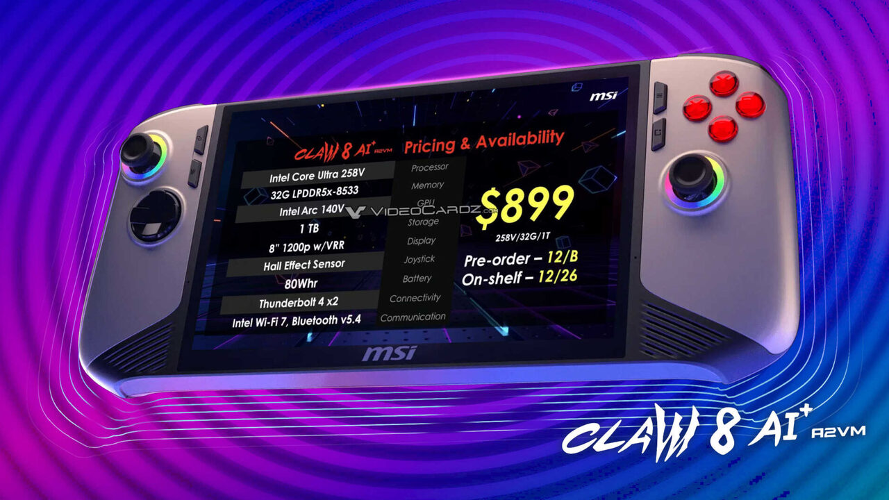 Новая «карманная» консоль MSI выйдет уже в декабре и будет стоить $899 ...