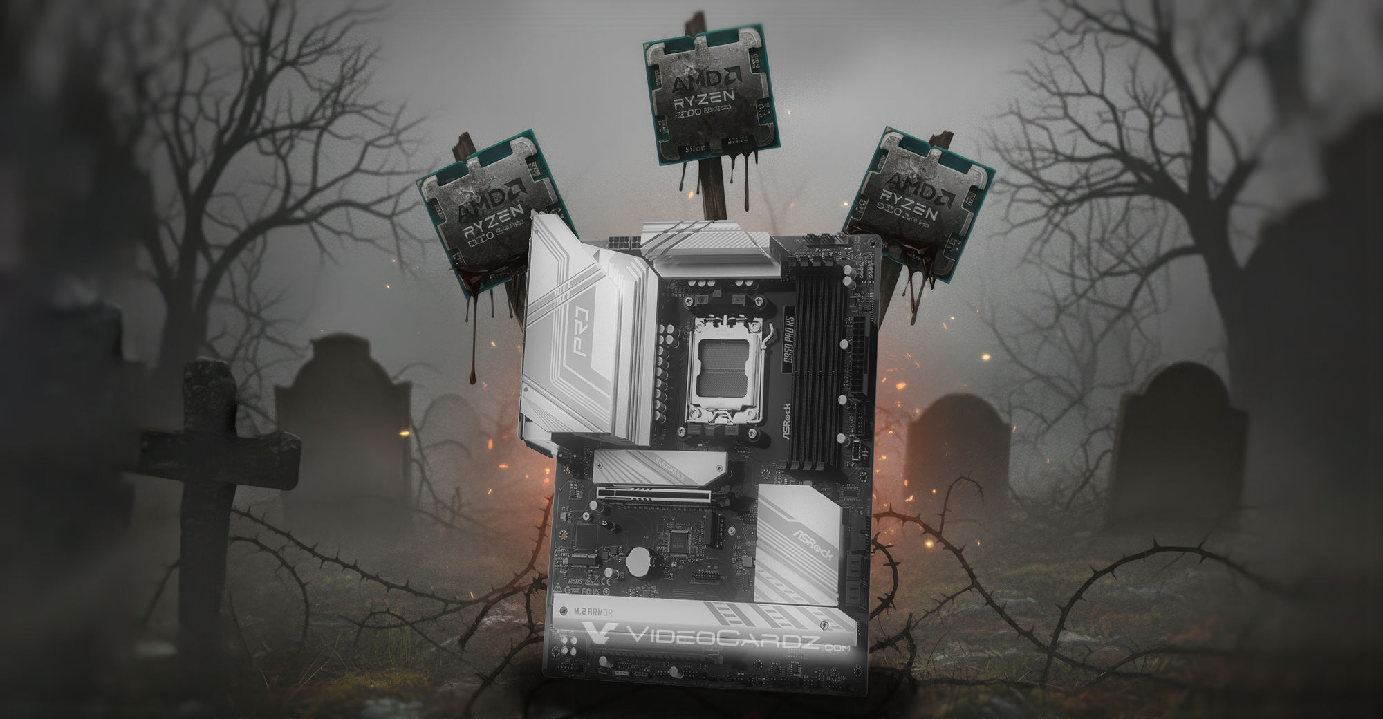 Три процессора Ryzen 7 9700X подряд сгорели на одной и той же материнской плате ASRock