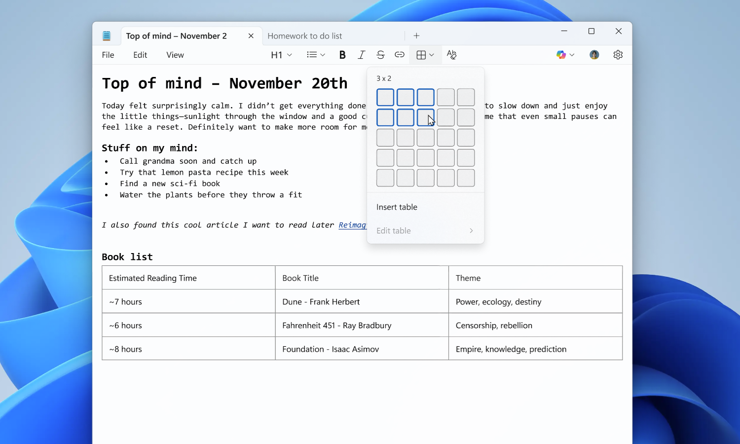 “Блокнот” в Windows 11 получил поддержку таблиц и более быстрые ИИ‑функции