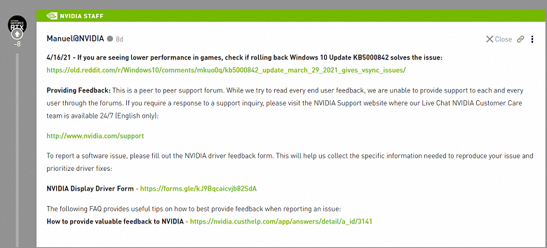 Nvidia support chat
