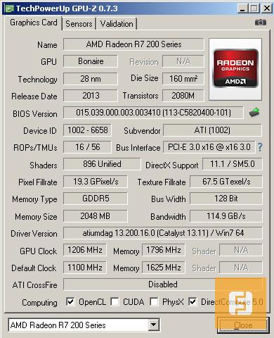 Скриншот GPU-Z, разгон