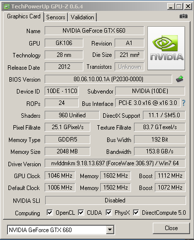 Характеристики KFA2 GTX 660 EX OC в разгоне
