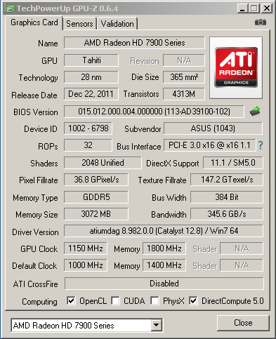 Характеристики ASUS HD 7970 DirectCU II TOP в разгоне