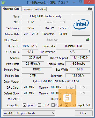 Характеристики Intel HD Graphics 4400