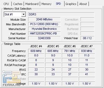 Характеристики оперативной памяти ASUS X301A