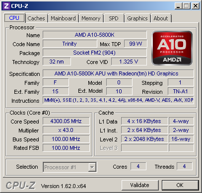Разгон процессора A10-5800K на плате ASUS F2A55