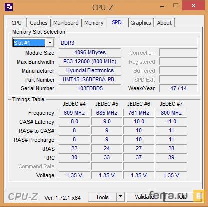 Характеристики оперативной памяти в ASUS ROG GL552JX