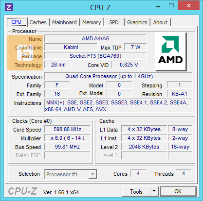Спецификации процессора AMD A6-1450