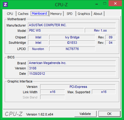 Скриншот CPU-Z, вкладка Motherboard