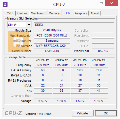 Спецификации ОЗУ Toshiba Satellite C50-A