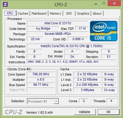 Характеристики процессора Intel Core i5-3317U