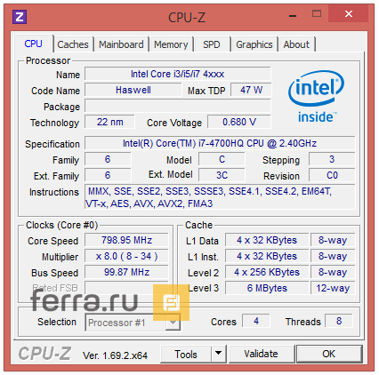 Характеристики Intel Core i7-4700HQ