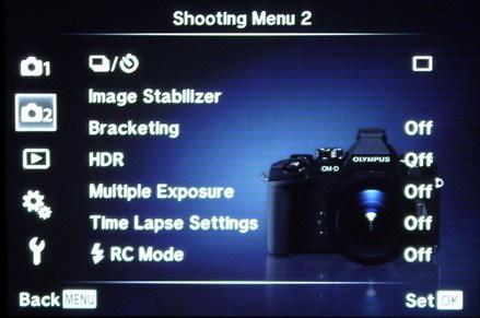 Интерфейс Olympus OM-D E-M1